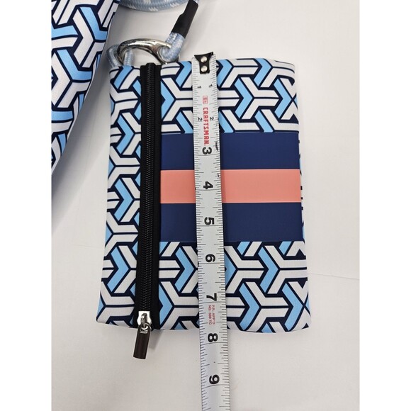 Neoprene Large Tote Bag With Zip Pouch Blue Geometric W KC Chic Designs Dust Bag - Picture 6 of 7